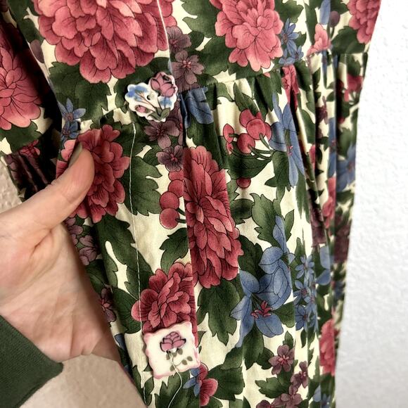 Carolart Design Vintage Teacher Dress Womens Size Medium Floral Cotton Jumper - Picture 4 of 8